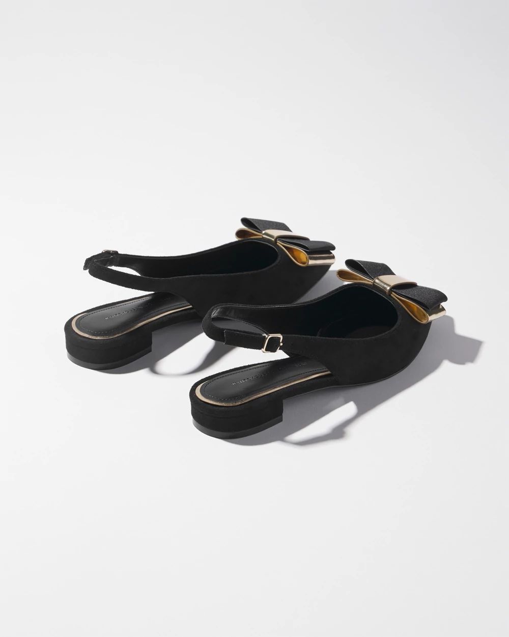 【BLACKPURPLE】23FW★ Waffle slingback Slingback Flat with Black Bow | White House Black Market